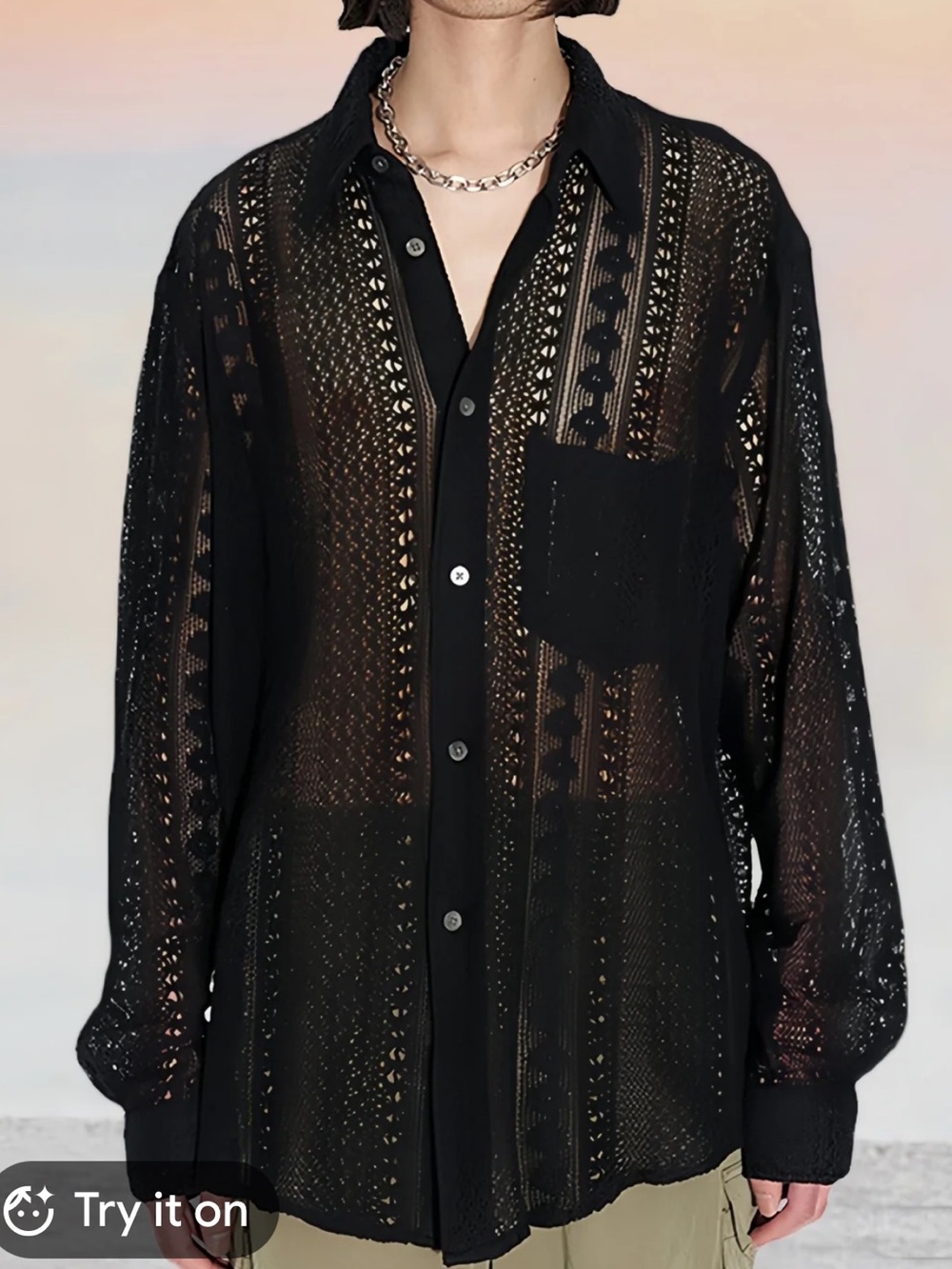 NWT COOFAND Stylish Cotton Lace Shirt